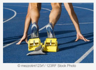 Sprinter in Starting Blocks